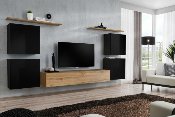 Wohnwand Schrank Wandregal Holz Wohnzimmer Möbel TV Ständer Design Sideboard