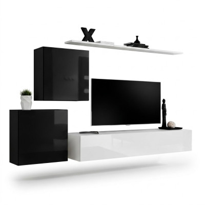 Wohnzimmer Wohnwand Weiß TV Ständer Design Sideboard Einrichtung Wandschrank