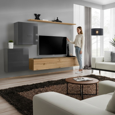 Wohnzimmer Möbel Set Wohnwand TV-Ständer Sideboard Regal Holz Luxus Wandschrank