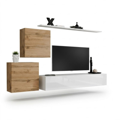 Wohnzimmer Set 4tlg Wandregal Sideboard Wohnwand 2x Wandschrank Design Neu