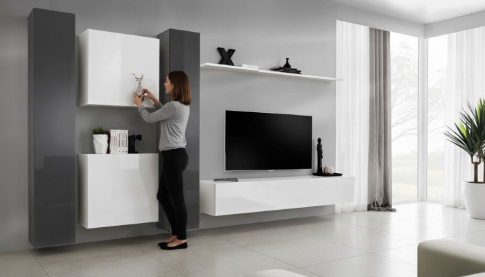Wohnzimmermöbel Weiß Wohnwand Designer Möbel Komplette Set 6tlg Neu