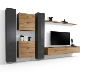 Braun Wohnwand Designer Sideboard Modern TV-Ständer Wohnzimmer Wandregal