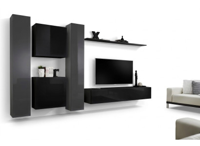 Designer Schwarz Wohnzimmermöbel Neu Wohnwand TV-Ständer Set Möbel Sideboard
