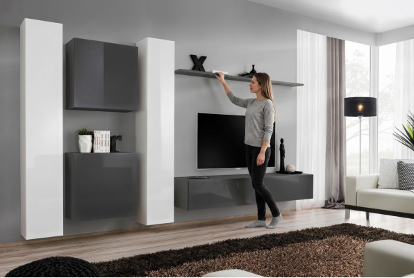 Grau Wandschrank Wohnzimmer Wand Regal Design Wand Schrank Modern Einrichtung