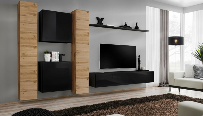 Wohnzimmerset 6tlg Wohnwand Holzmöbel Schrank Komplett Neu Wand Regal