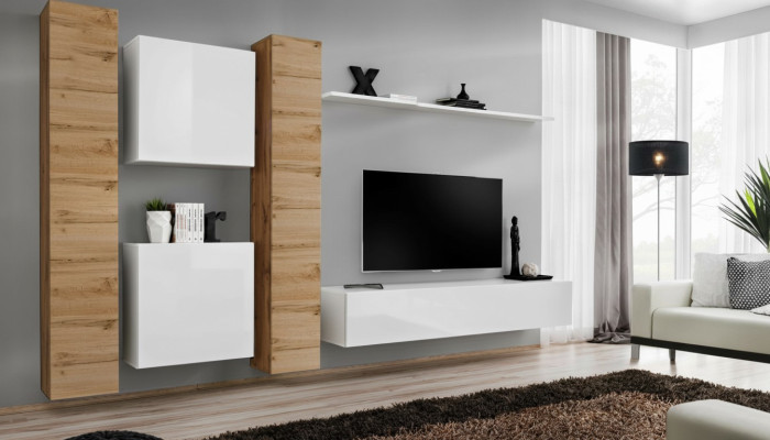 Wohnwand Weiß Holzmöbel Schrank Designer Wandschrank Komplett Wand Regal
