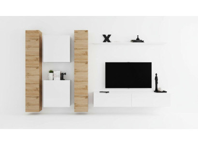 Wohnwand Weiß Holzmöbel Schrank Designer Wandschrank Komplett Wand Regal