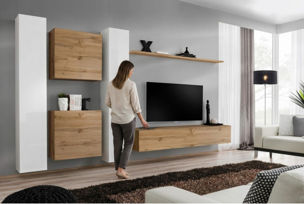 Wohnwand Designer Wohnzimmermöbel Braun Wandschrank Komplett Neu Wand Regal