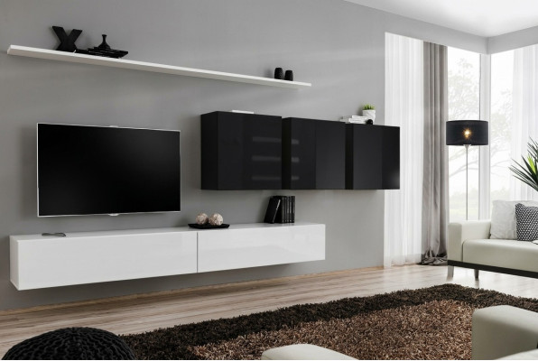 Weiß Wohnwand 2x TV-Ständer Sideboard Wohnzimmermöbel Wandschrank Designer