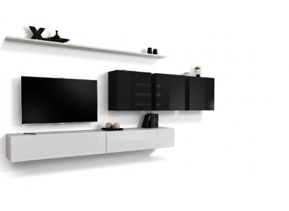 Weiß Wohnwand 2x TV-Ständer Sideboard Wohnzimmermöbel Wandschrank Designer