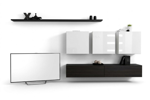 Designer Modern Wohnwand Wohnzimmermöbel Schwarz Holzmöbel Sideboard