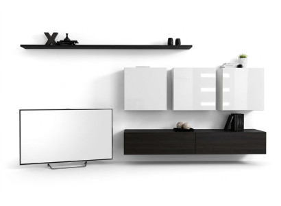 Designer Modern Wohnwand Wohnzimmermöbel Schwarz Holzmöbel Sideboard