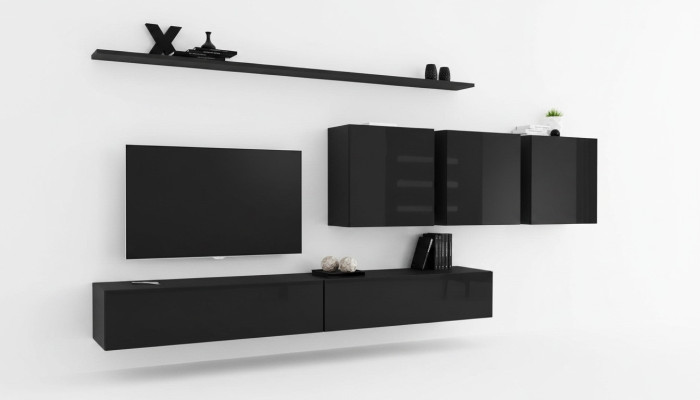 Schwarz Wohnwand Wohnzimmermöbel Modern Designer Sideboard Wandschrank Designer