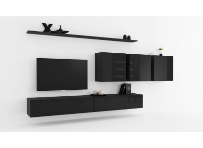 Schwarz Wohnwand Wohnzimmermöbel Modern Designer Sideboard Wandschrank Designer