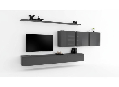 Modern Grau Wohnwand Designer TV-Ständer Sideboard Holzmöbel Schrank Wandschrank
