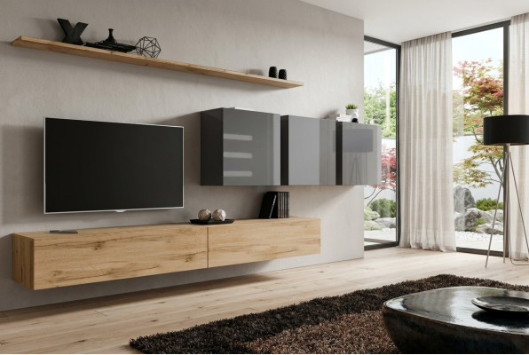 Braun Wohnwand Wohnzimmer Wandschrank Wand Regal Schrank Designer Einrichtung