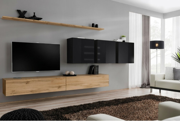 Design Wohnwand Braun Sideboard TV-Ständer Wandschrank Wohnzimmermöbel Komplett