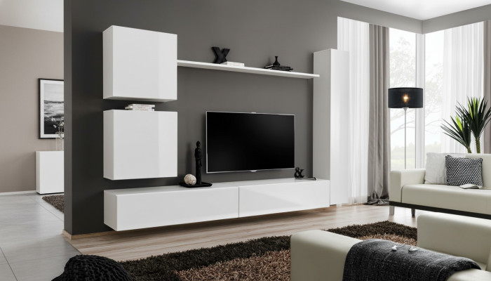 Weiß Luxus Wohnwand Wohnzimmer Möbel Designer TV-Ständer Wandregal Modernes Set