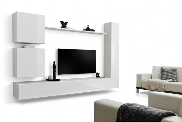 Weiß Luxus Wohnwand Wohnzimmer Möbel Designer TV-Ständer Wandregal Modernes Set