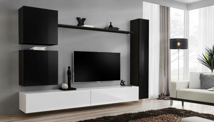 Holzmöbel Wohnwand Modernes Schwarz Möbel TV-Ständer Einrichtung Sideboard