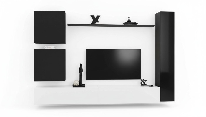Holzmöbel Wohnwand Modernes Schwarz Möbel TV-Ständer Einrichtung Sideboard