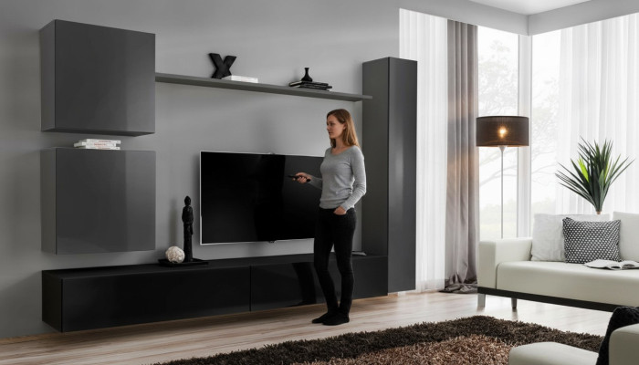 Wohnzimmer rtv Schrank Wohnwand Regal Luxus Wandschrank TV Sideboard Set 6tlg.