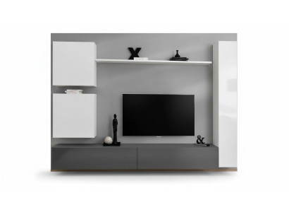 Wohnwand Wandschrank Stil Modern Einrichtung Designer Weiß Regal TV Sideboard