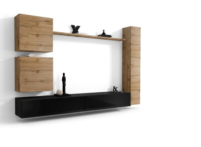 Braun Wandschrank Holzmöbel Designer Wand Regal Sideboard TV-Ständer Set