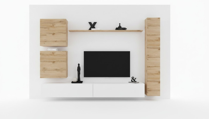 Wohnzimmermöbel Wohnwand Designer Wand Regal TV-Ständer Sideboard Holzmöbel