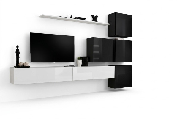 Modern Wohnwand Wand Regal Wandschrank Weiß Luxus Einrichtung Designer Komplett