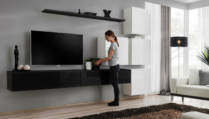 Design Wohnwand Sideboard 2x Wandschrank rtv Lowboard 7tlg. Set Einrichtung