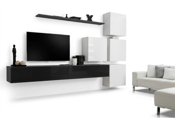 Design Wohnwand Sideboard 2x Wandschrank rtv Lowboard 7tlg. Set Einrichtung