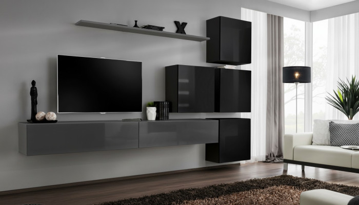 Wohnwand Set 7tlg Einrichtung Luxus TV-Ständer Modern Wohnzimmer Regal Design