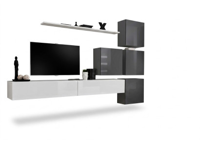 Weiß TV-Ständer Holz Möbel Garnitur Komplett Wohnwand Wohnzimmer Set Modern