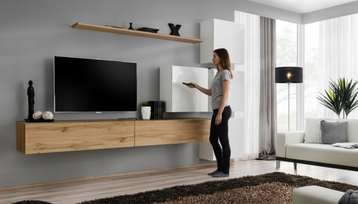 Wohnwand Braun Wohnzimmer Holz Modern Möbel Garnitur Luxus Komplett Wandschrank