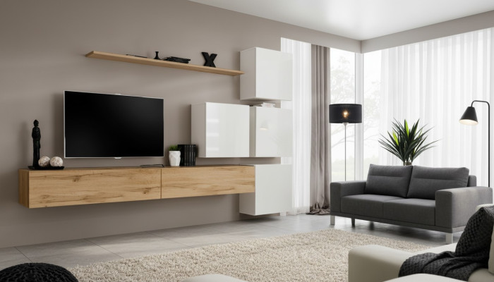 Wohnwand Braun Wohnzimmer Holz Modern Möbel Garnitur Luxus Komplett Wandschrank