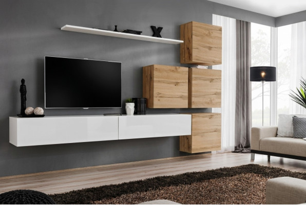 Design Wohnwand Sideboard 4x Wandschrank rtv Garnitur 7 tlg. Set Komplett