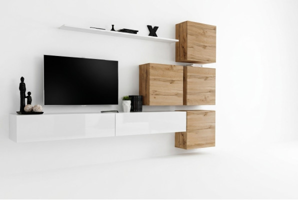 Design Wohnwand Sideboard 4x Wandschrank rtv Garnitur 7 tlg. Set Komplett