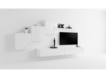 Weiß Wohnwand tv Ständer Sideboard Komplett Modern Wohnzimmer Regale Holz Neu