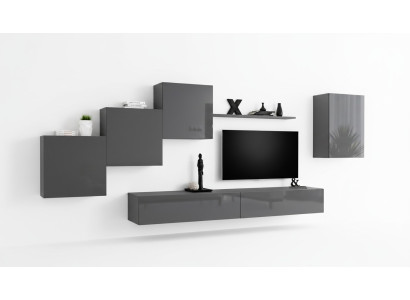 Wohnwand Wohnzimmer Set 6tlg Wandschrank Wandregal Garnitur Komplett Neu