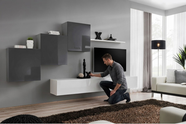 Luxus Wohnzimmer Wohnwand TV Ständer Einrichtung Moderne Wandregal Design