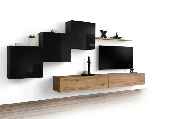 Wohnwand Braun TV Ständer Set Wohnzimmermöbel TV Ständer Sideboard Wandregal Neu