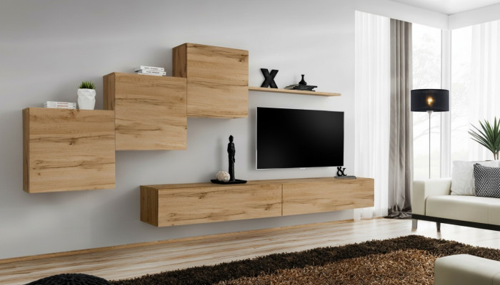Designer Wohnwand Braun TV Ständer Moderne Sideboard Wandregal Wandschrank 6 tlg