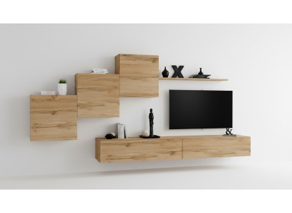 Designer Wohnwand Braun TV Ständer Moderne Sideboard Wandregal Wandschrank 6 tlg