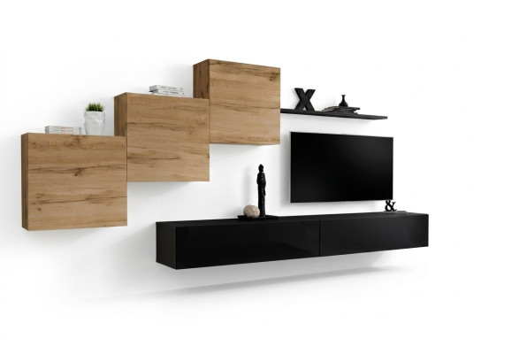 Moderne Wohnwand Einrichtung Komplett Garnitur Designer Wand Regal Sideboard