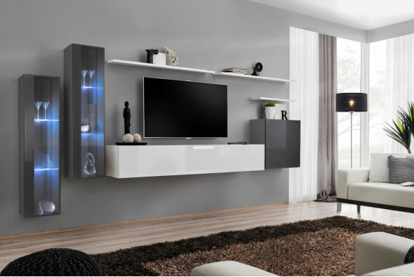 Komplett Wohnwand TV-Ständer Wandregal Luxus Wandschrank Einrichtung Designer