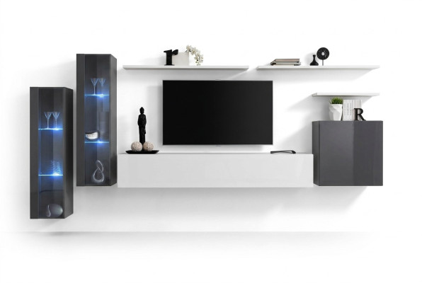 Komplett Wohnwand TV-Ständer Wandregal Luxus Wandschrank Einrichtung Designer