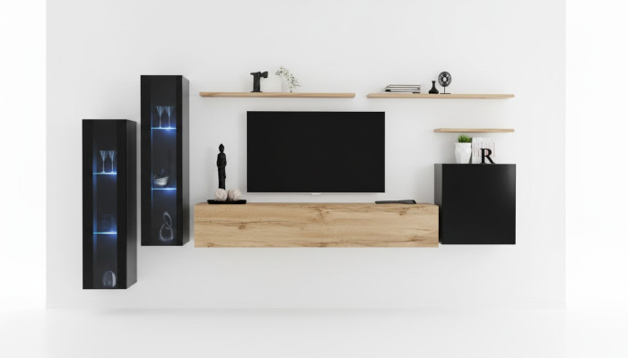 Wohnwand Braun Sideboard Wandschrank Designer Wohnzimmermöbel TV-Ständer