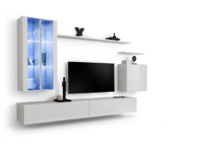 Wohnwand 7tlg 2x Hänge Schrank Design Möbel Wohnzimmer Stil Modern TV-Ständer