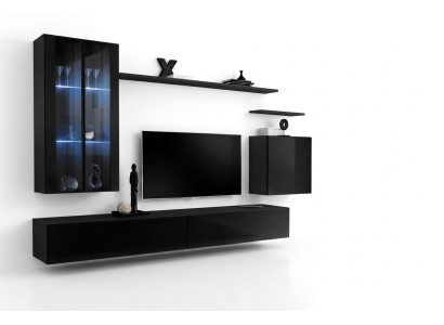 Wohnzimmermöbel Wohnwand Wandschrank Sideboard Schwarz Luxus Holzmöbel